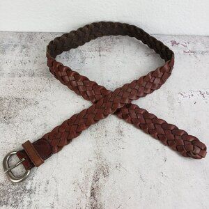 AEO Genuine Leather Braided Belt Brown Bohemian Resort Casual